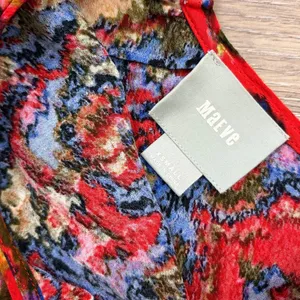 Maeve Anthropologie Dress XS Red Tunic Abstract Print V Neck Mini thumbnail 8