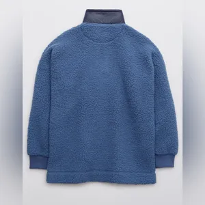 NWT Aerie Dream Sherpa Quarter Zip Pullover Marbled Blue XL Oversized Cozy thumbnail 4