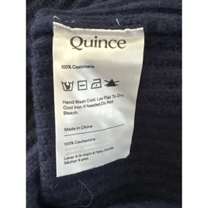 Quince Navy Blue 100% Cashmere Ribbed Crew Neck Sweater Womens Large NEW thumbnail 7