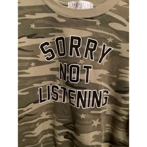 Wound Up "Sorry Not Listening" Camouflage Crewneck Sweatshirt S thumbnail 3