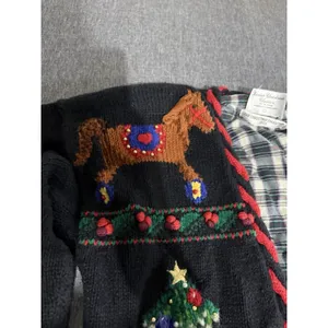 Marisa Christina Vintage Chunky Knit V-Neck Christmas Teddy Cardigan Sz M thumbnail 3