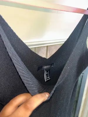 Forever 21 Black Ribbed V-Neck Slip Dress thumbnail 2