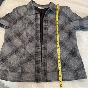 Christopher & Banks gray plaid open front blazer jacket size large thumbnail 6