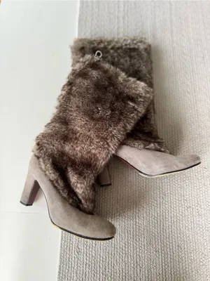 Sam Edelman Shalin Gray Genuine Suede Leather Faux Fur Tall Heeled Boots Sz 9 thumbnail 12