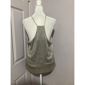Bishop & Young Letitia Beige Metallic Racerback Shimmer Tank L thumbnail 5