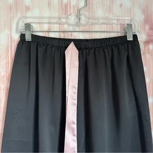 Cider Black Satin 3 Piece Pink Trim Pajama Lounge Set Size Large thumbnail 9
