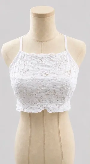 Aerie White Lace High Neck Racerback Bralette Size Large thumbnail 1