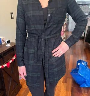 Abercrombie & Fitch Green Black and Blue Flannel Shirt Dress thumbnail 5