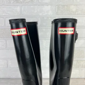 HUNTER Huntress Gloss Tall Rainboots Womens 8 Black Rubber Boots Wellington‎ 39 thumbnail 11