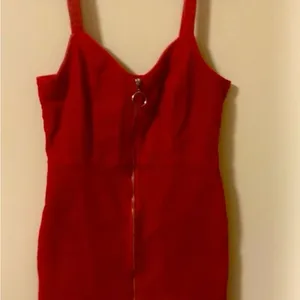 Red Mini Dress with Zipper Size 4 Red Corduroy Dress Trendy & Fashionable thumbnail 2