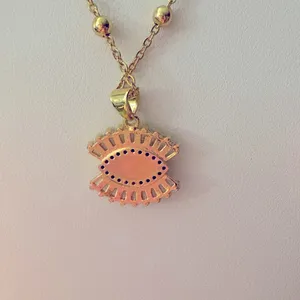 NEW‎ Handmade Evil Eye Yellow Gold Filled Simulated Diamond Necklace, 18-20” thumbnail 4