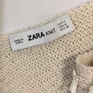 Zara Knit Cami Tank Top Womens‎ M Ivory V-Neck Crochet Boho Minimalist Festival thumbnail 6