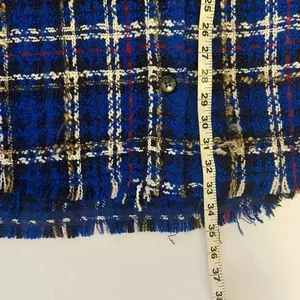 Zara Tweed Textured Mini Dress Size‎ S Small Raw Edge Oversized Check Button Up thumbnail 11