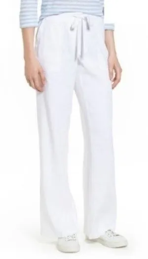 Nordstrom Signature Women's Size 14 Drawstring Waist Pants White Linen Blend thumbnail 1