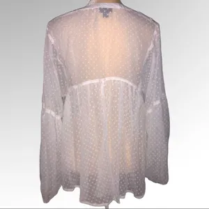 Ana sheer white textured blouse Nwt thumbnail 3