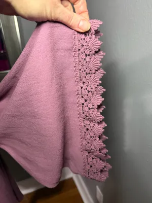 NWT Ariat Boho Western mauve dress keyhole neckline crochet detail bell sleeve & tassel large thumbnail 3
