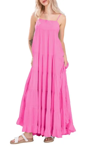 Boho pink flowy dress Size XS thumbnail 2
