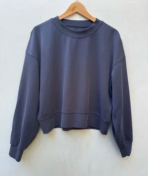 Lululemon Softstreme Perfectly Oversized Cropped Crew Washed Black/Grey M thumbnail 1