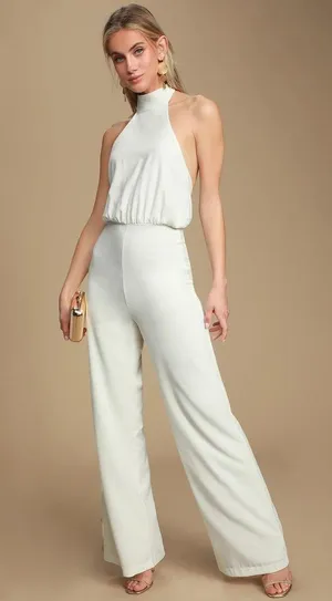 Lulus White Halter Jumpsuit thumbnail 1