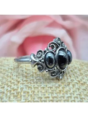 Vintage 70's AVON Midnight Splendor Hematite Ring Witchy Whimsigoth Size 7.5 thumbnail 2