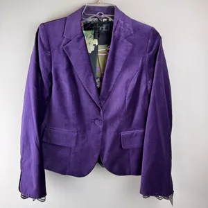 Apostrophe Women's Purple Velvet Blazer Black‎ Lace Sz 6P color purple NWT thumbnail 12