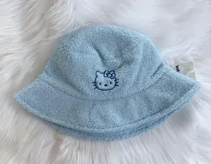 Hello Kitty light blue faux shearling bucket hat, brand new with tags thumbnail 1