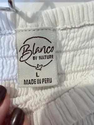 Blanco by Nature White Harem Balloon Pants L Smocked Boho Peru thumbnail 7