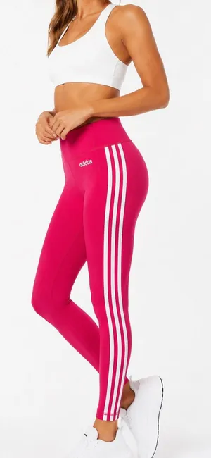 Adidas AeroReady Hot Pink 3 Stripe Leggings Athletic Yoga Gym Size S thumbnail 1