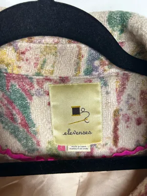 Anthropologie Elevenses Blurred Watercolor colorful Fresco Wool Peacoat size 2 thumbnail 2