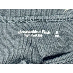 Abercrombie & Fitch Soft AF Rib Black Knit Henley Crop Top Cropped Tank Top Sz M thumbnail 4