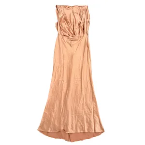 ASOS Design Textured Satin Drape Shoulder Maxi in Brown, Size 14 thumbnail 3