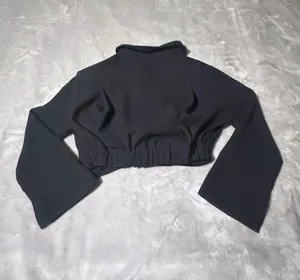 ZARA Black Cropped Tie-Front Jacket XS Long Sleeve Short Womens Casual Solid thumbnail 8