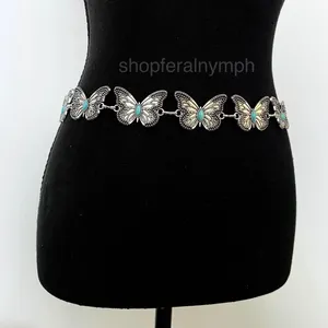 Silver Turquoise Butterfly Whimsygoth Chain Belt, Fits 23-38 Inches, X7GA1253 thumbnail 4