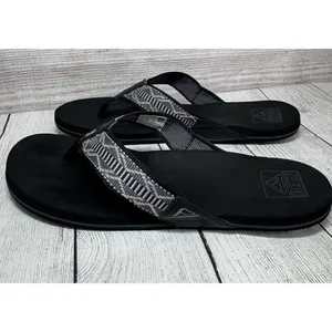 Reef Sandals Women's Size 9 Black White Spring Woven Flip Flops Thong thumbnail 3