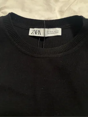 Zara Black Sleeveless Knit Crew Neck Sweater Vest Top Size M Minimalist thumbnail 3