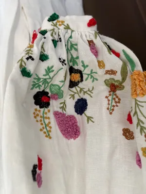 Zara white long floral embroidered tunic (dress) *no sash belt* thumbnail 6