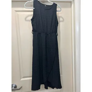 NEW Black Sleeveless Midi Dress Swiss dot Chiffon Wrap NO BELT S thumbnail 2