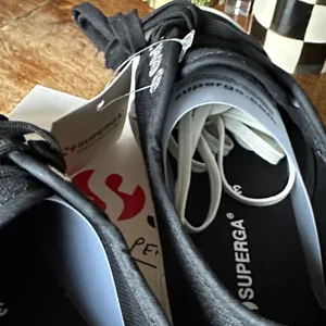 NIB Superga Black Cotu Classic Sneakers with White Accents thumbnail 5