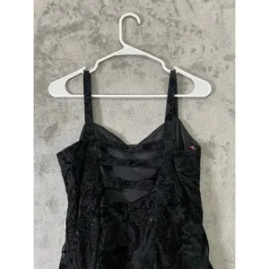 Vintage Y2K Black Glitter Floral Dress Fairy‎ Grunge Party Prom Whimsigoth Small thumbnail 4