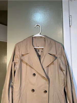Juicy Couture Women's Size XL Double Breasted Trench Coat Beige Raincoat Lined thumbnail 2