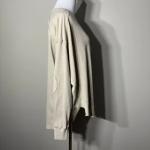 We the Free People Owen Thermal Small Oversized Waffle Knit Boho Beachy High Low thumbnail 4