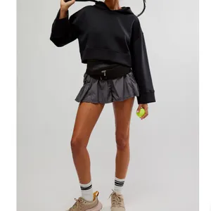 Free People Movement Playing Games Hoodie Cropped Black Loungewear Workout thumbnail 5