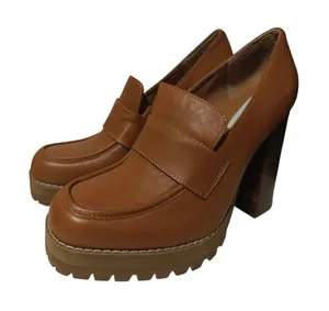Brown Steve Madden Leather Platform Loafers sz 9.5 thumbnail 1