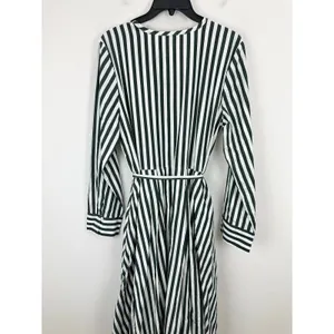 Madewell Tie Waist Midi Shirtdress in Stripe White Deep Forest Cotton US 10 NWT thumbnail 13