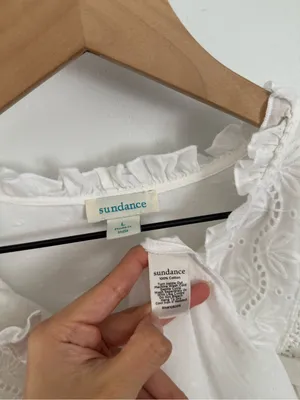 Sundance Large White Floral Embroidered Long Sleeve Blouse Crew Prairie Cottage thumbnail 3