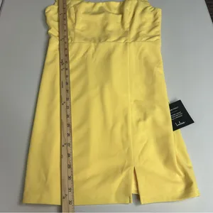 Lulus Social Sensation Light Yellow Square Neck Mini Bodycon Dress Size M NWT thumbnail 8