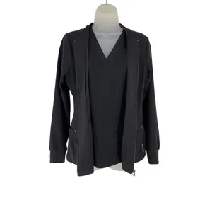 Vince Camuto Womens Black Scrub Jacket & Top Set XS Polyester/Spandex Blend thumbnail 2