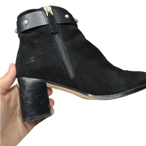 Kate Spade Morgan Pearl Booties Women’s 6B Black Suede Block Heel KE796 thumbnail 11