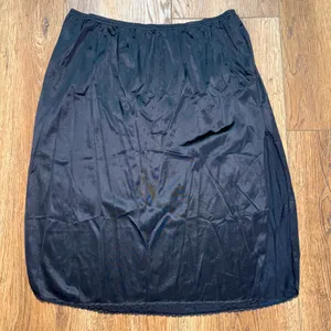 Vintage Half Slip Skirt Womens L Black Nylon Lace Trim Made USA 90s Slit gothic thumbnail 9