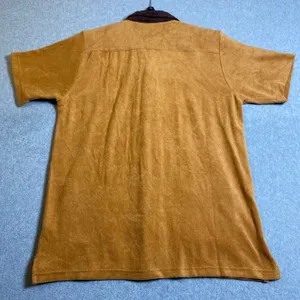 Standard‎ Issue Terry Cloth Camp Shirt Women Small Tan Mushroom Embroidered Boho thumbnail 2
